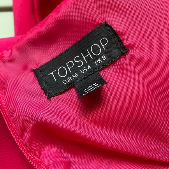 🎀 Barbiecore TopShop Hot Pink Front Cross Mini Dress size 4 💕 - Picture 11 of 14